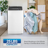 25LBS Portable Washing Machine, Full-Automatic Electric Laundry Machine with Stainless Steel Drum, Compact Washer and