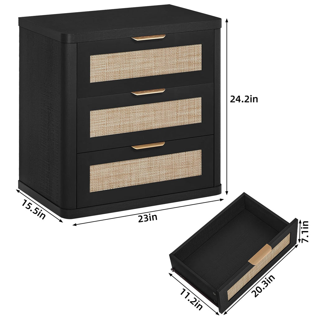 Rattan 23" Nightstands Set of 2 with Drawers