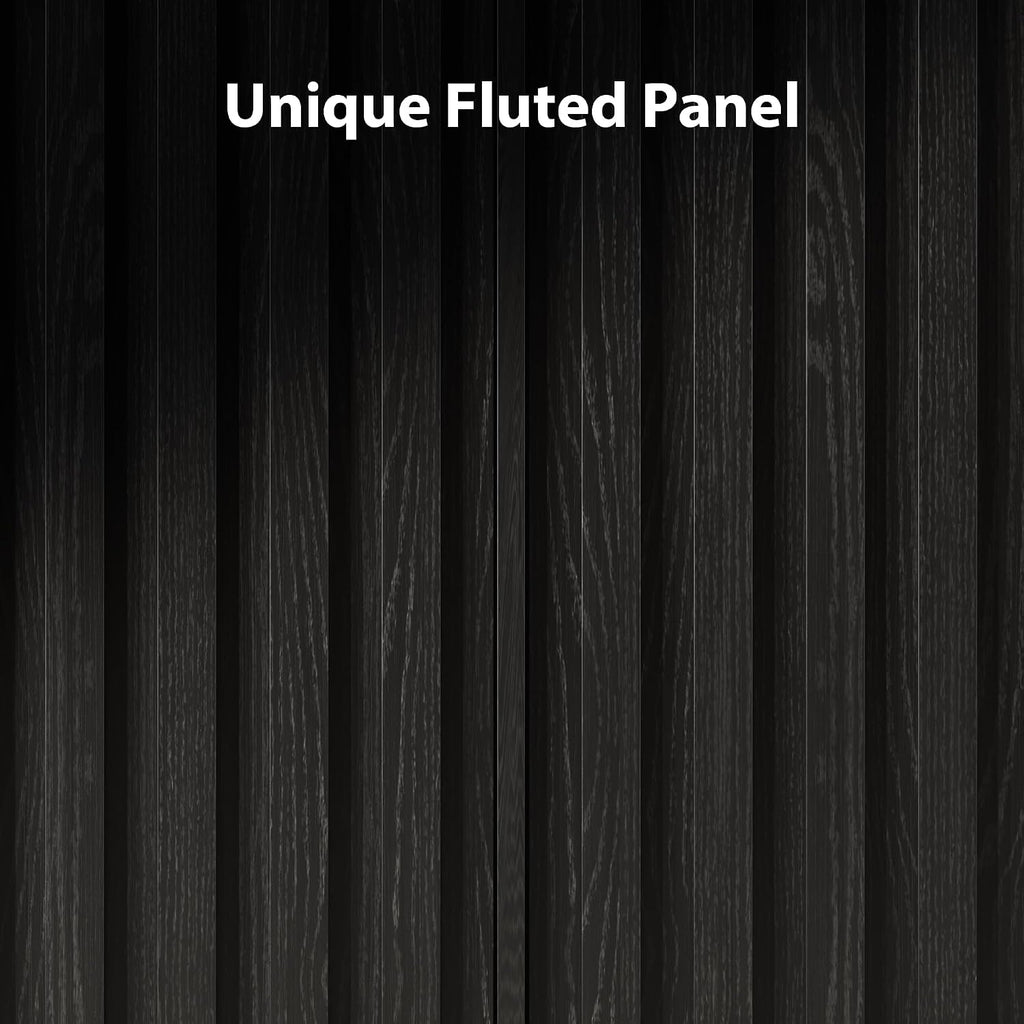 55" Fluted Buffet Cabinet with Storage, Accent Cabinet, Black | Wooden Sideboard with Adjustable Shelves, Accent