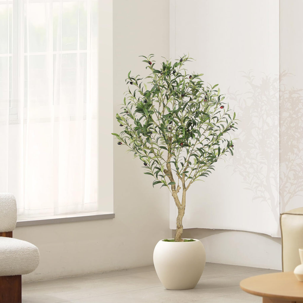 Faux Olive Tree 4ft with Large Olive Branches and Lifelike Leaves