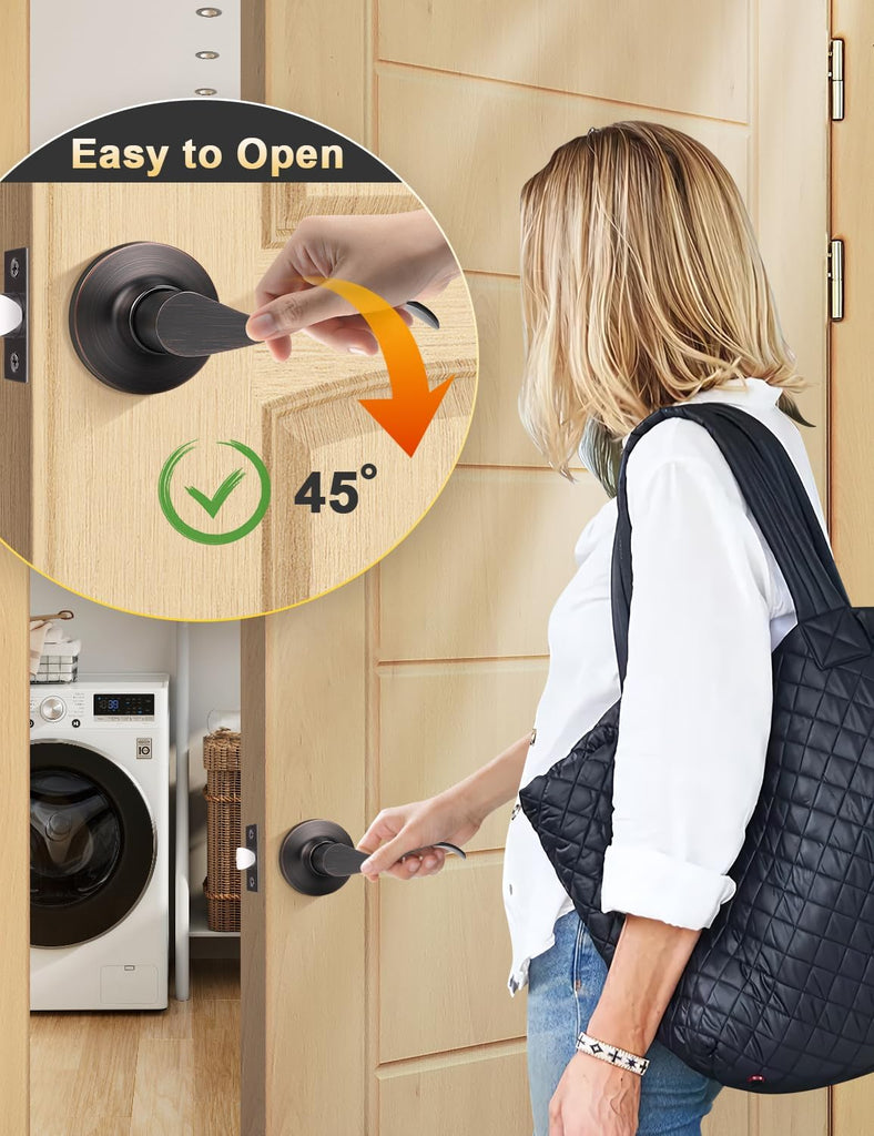 2 Pack Passage Door Lever No Lock, Oil Rubbed Bronze Door Handle Interior