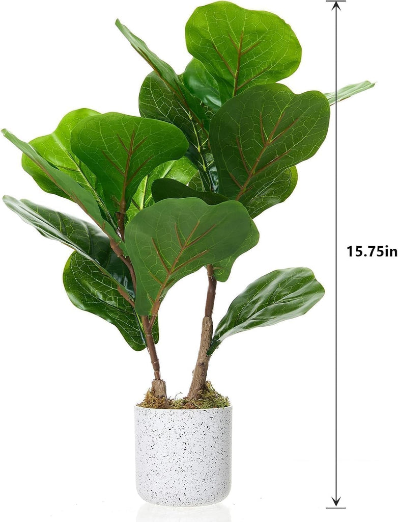 16 inch Faux Fiddle Leaf Fig Tree 2 Pack - Set of 2
