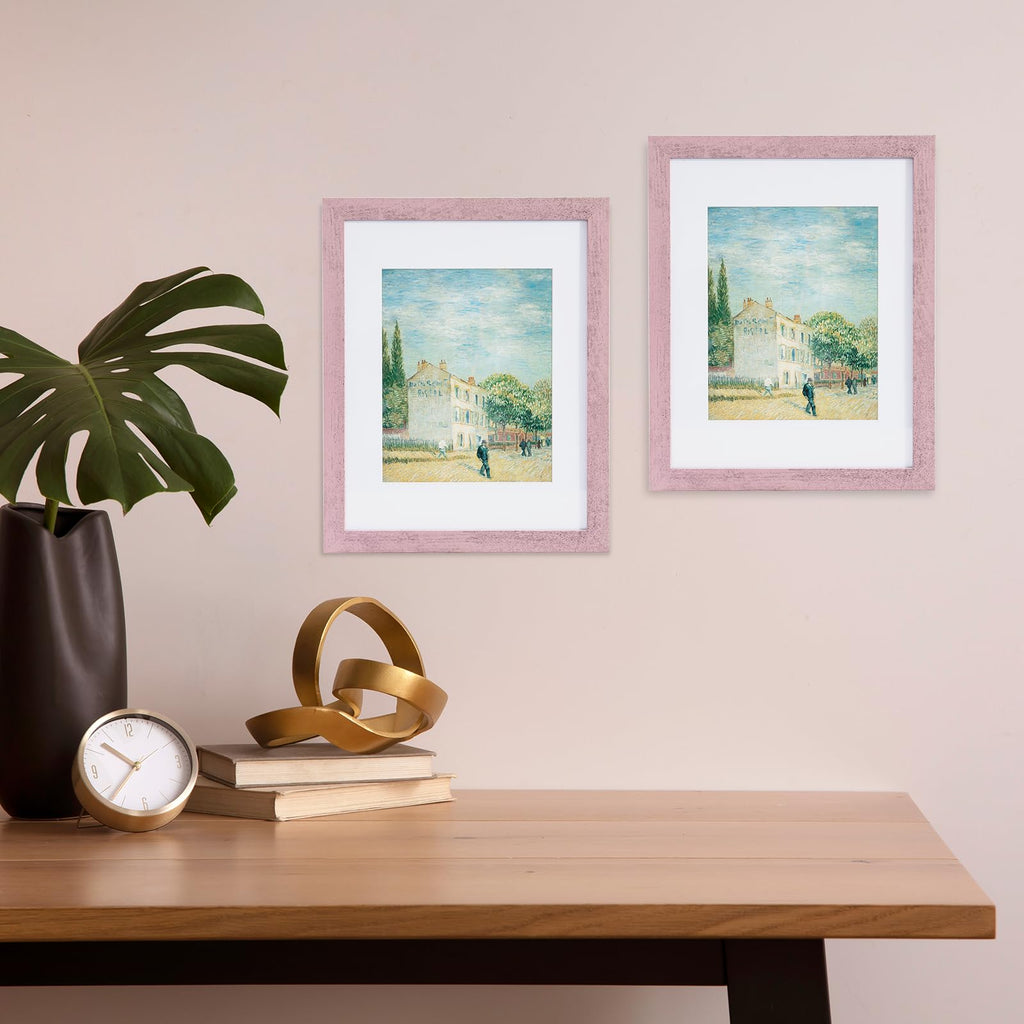 Rustic Pink 11x14 Picture Frame with Mat, Glass Cover, 1 Pack