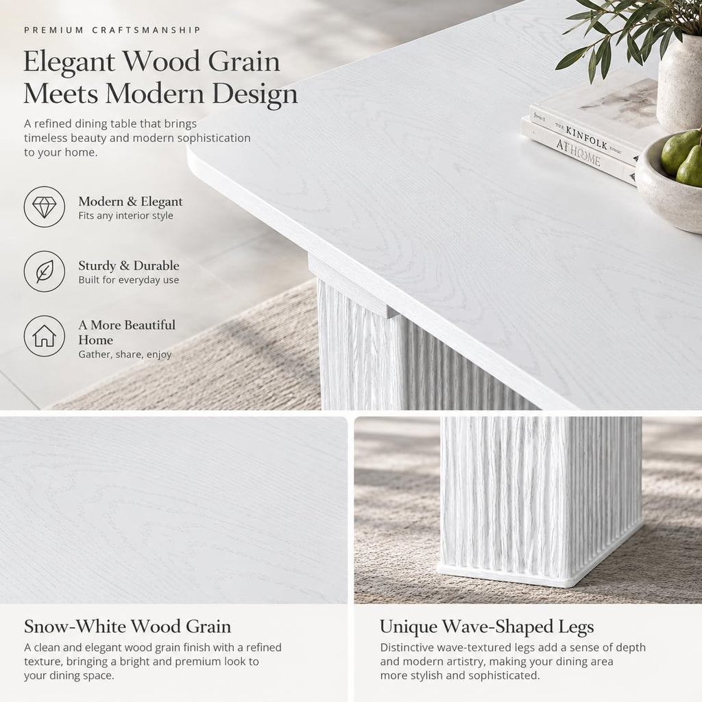 63-78" Modern Farmhouse Extendable Dining Table for 4 6 8, White