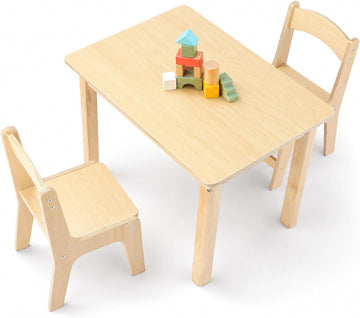Toddler Table and Chair Set, Premium Solid Wood Montessori Table, Kids Activity Craft Desk with 2 Ergonomic Chairs