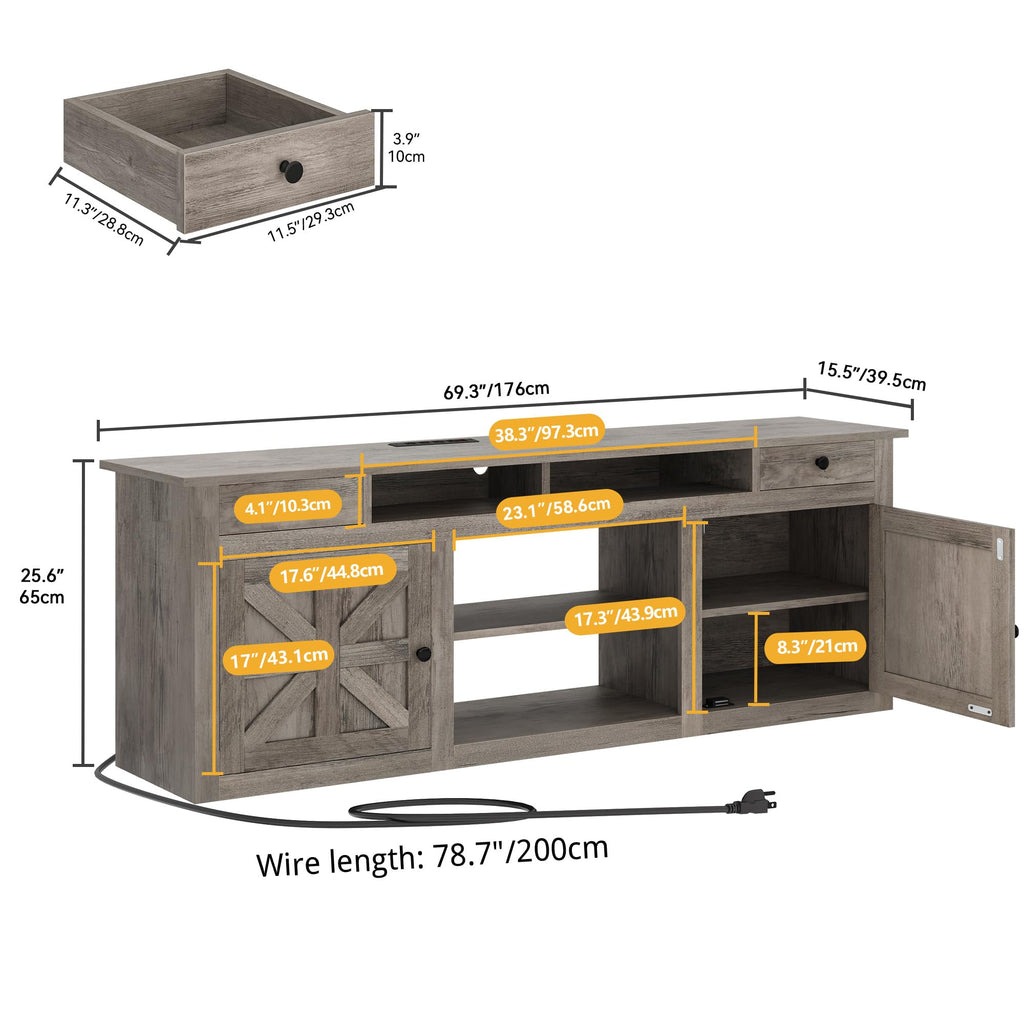 Farmhouse TV Stand for 75/80 Inches TVs, Entertainment Centers Furniture 30" Tall, TV Consoles with Storage Drawers &