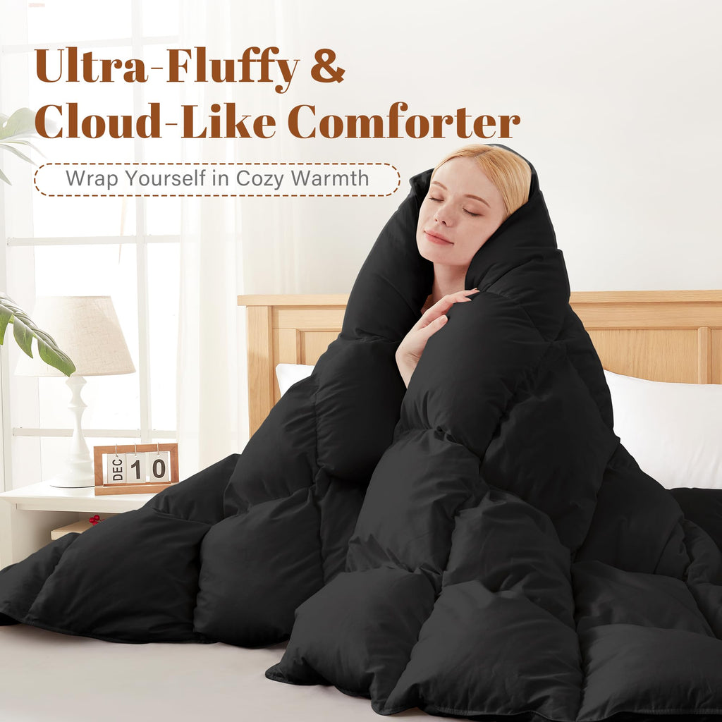 Feather and Down Fiber Comforter Insert, 100% Cotton Cover