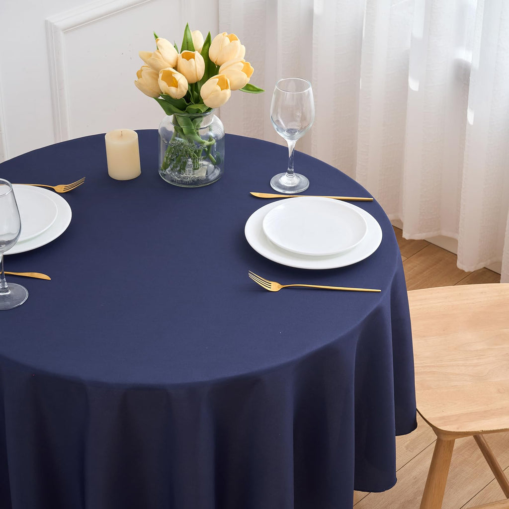 Navy Blue 6 Pack Round 60 Inch Tablecloth, Premium Polyester Table Cloth Washable Table Cover Stain and Wrinkle