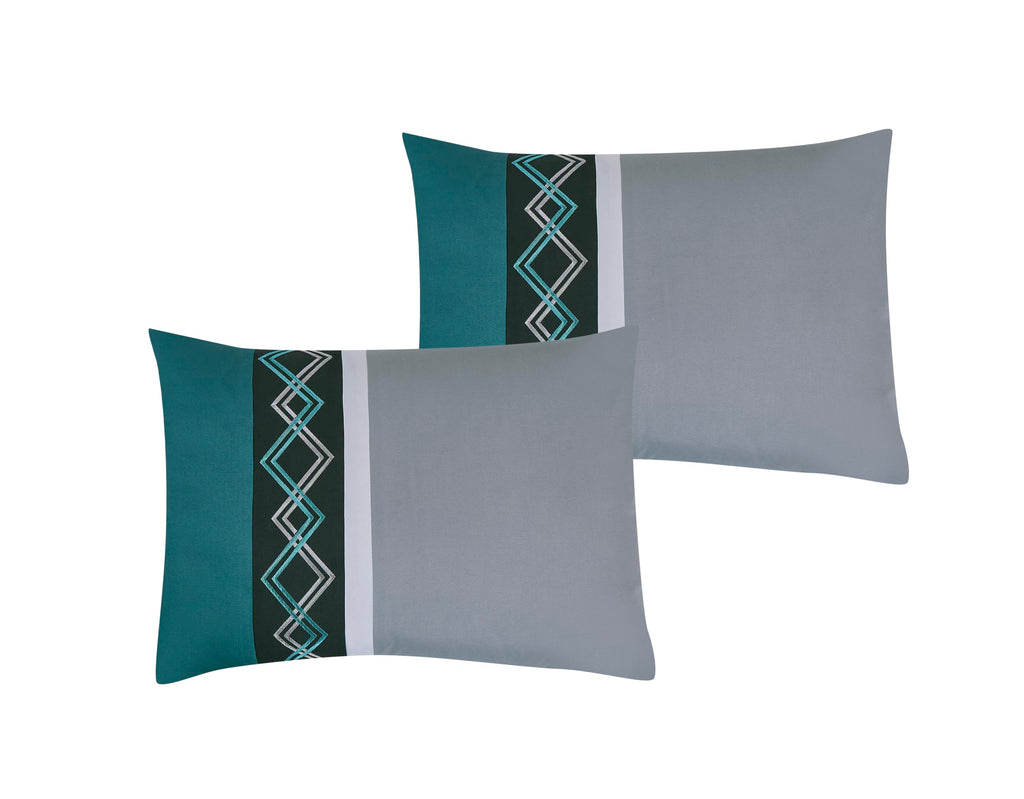 Jaxson Bed in a Bag 7-Piece Comforter Set with Sheets Modern Pleated Stripe Embroidered Teal/Black/Gray