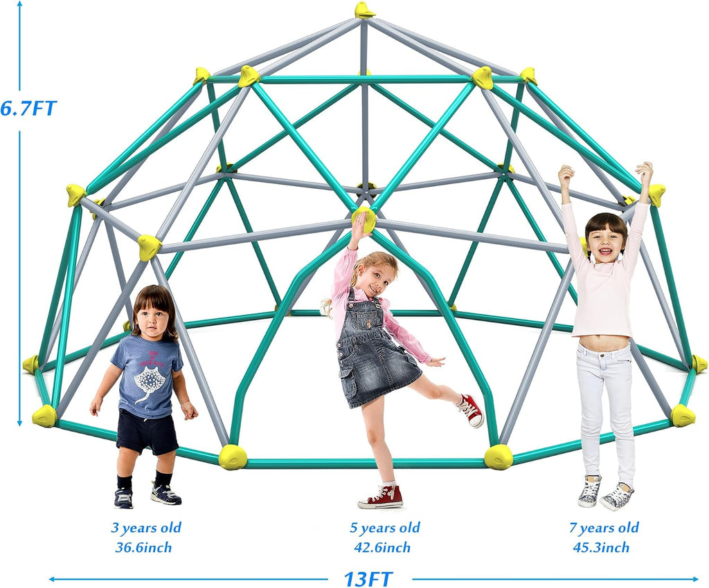 Kids Climbing Dome 13ft, Geometric Play Center with Rust & UV Resistant Steel Frame, Supports 1000 Lbs for Outdoor