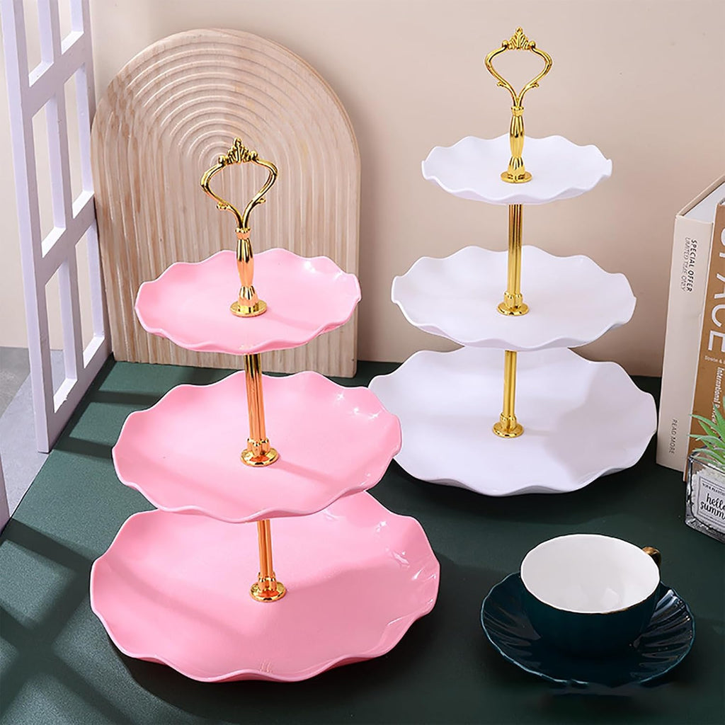 Tier Cupcake Stand Holder, Plastic Cupcake Holder Towel with Multiple Layers of Trays, Used for Cupcakes - Set of 2