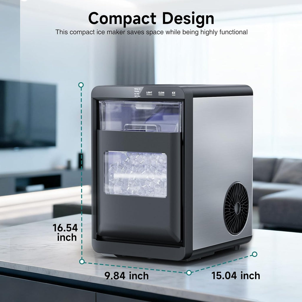 ETL Approval Nugget Ice Maker Countertop, 45Lbs/24H Pebble Ice Maker with Water Tank, Soft Chewable Pellet Ice