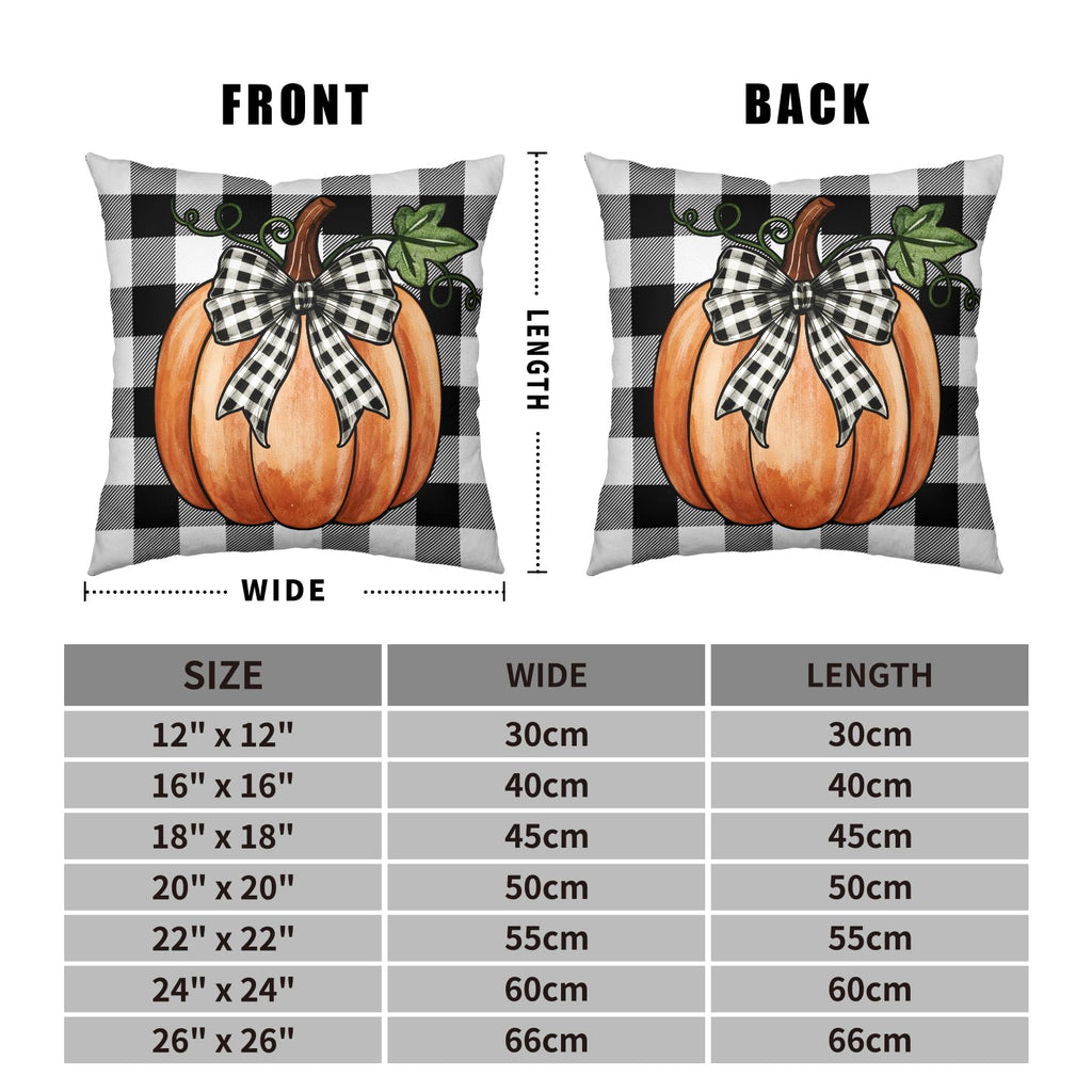 Fall Pillow Covers Burnt Orange Maple Leaf Pumpkin Black Buffalo Plaid Throw Pillow Covers Autumn Thanksgiving