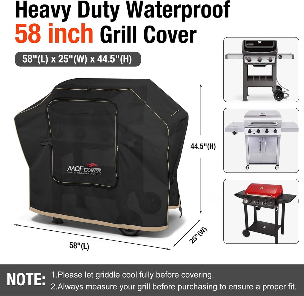 Exclusive Foldable 58 inch Grill Cover, 600D Heavy Duty Outdoor BBQ Cover for Weber Genesis II/EX/SX/LX 300 and