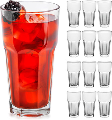 Gibraltar 16 oz Glass Tumbler, Iconic Heavy Base Glass Drinking Glasses Set of 12, Dishwasher Safe Drinkware Set of 12