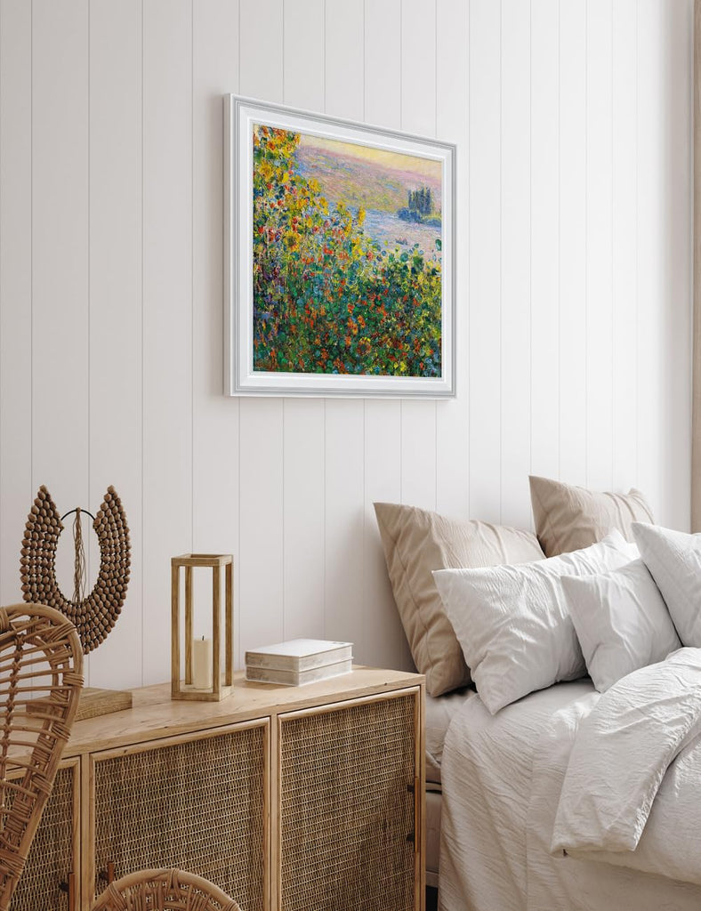 Claude Monet Wall Art Framed, Flower Beds at Vetheuil, 23x23