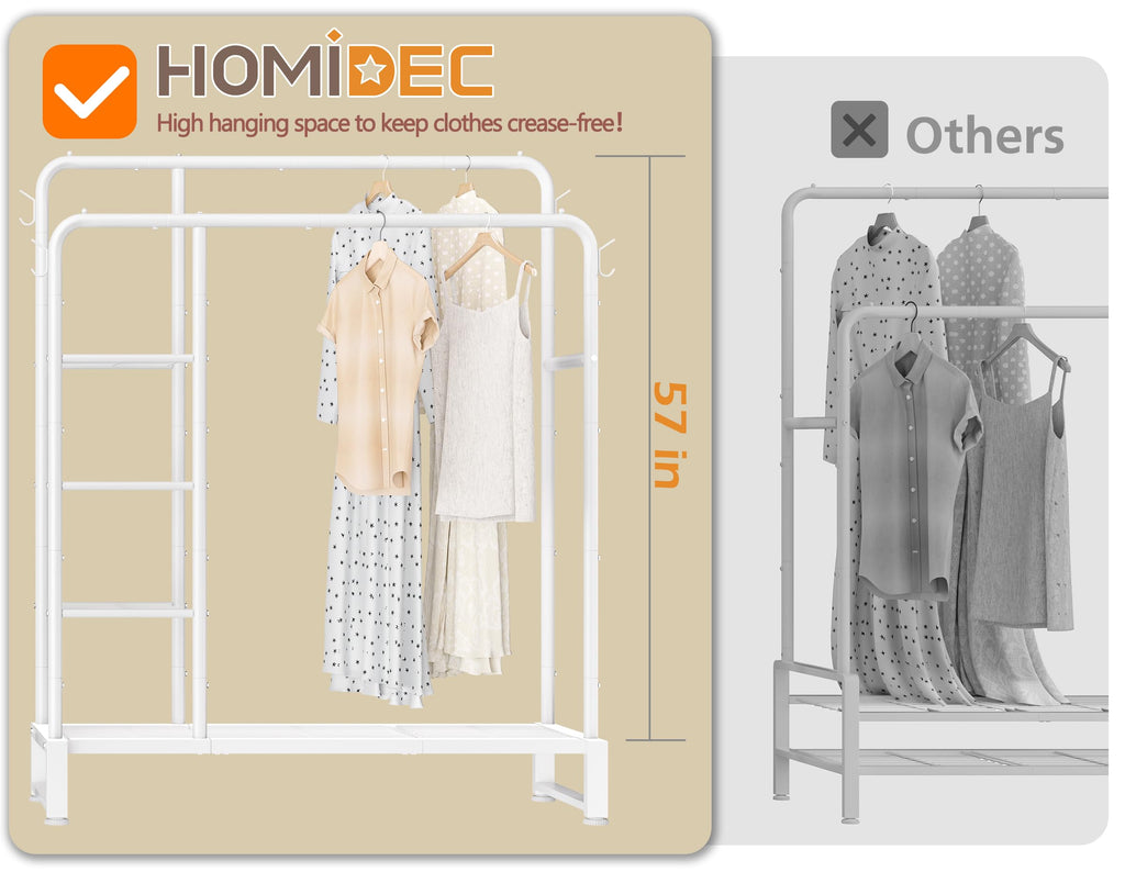 Double Rods Clothes Rack Clothing Rack, Clothes Rack for Hanging Clothes