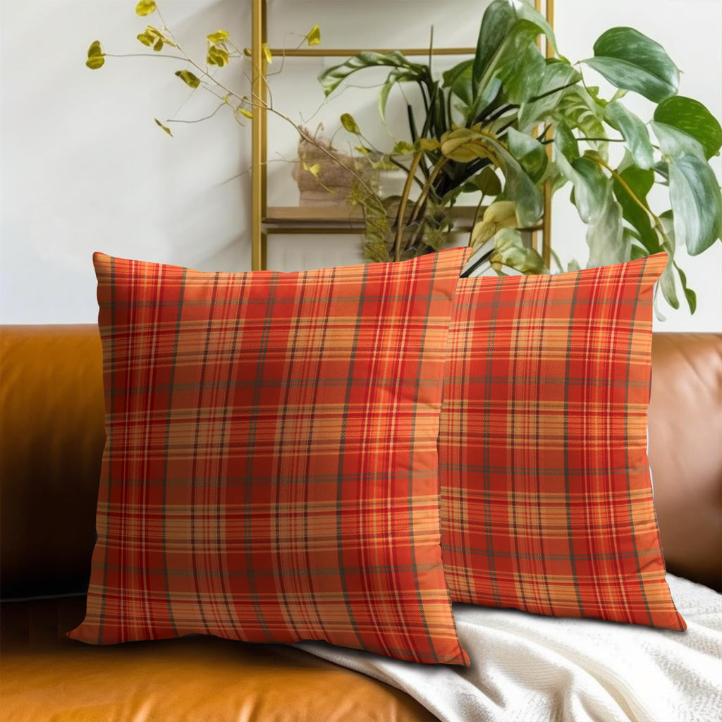 Fall Plaid Throw Pillow Covers 24x24inch Set of 2 Burnt Orange Buffalo Plaid Print Pillowcase Autumn Colored Tartan