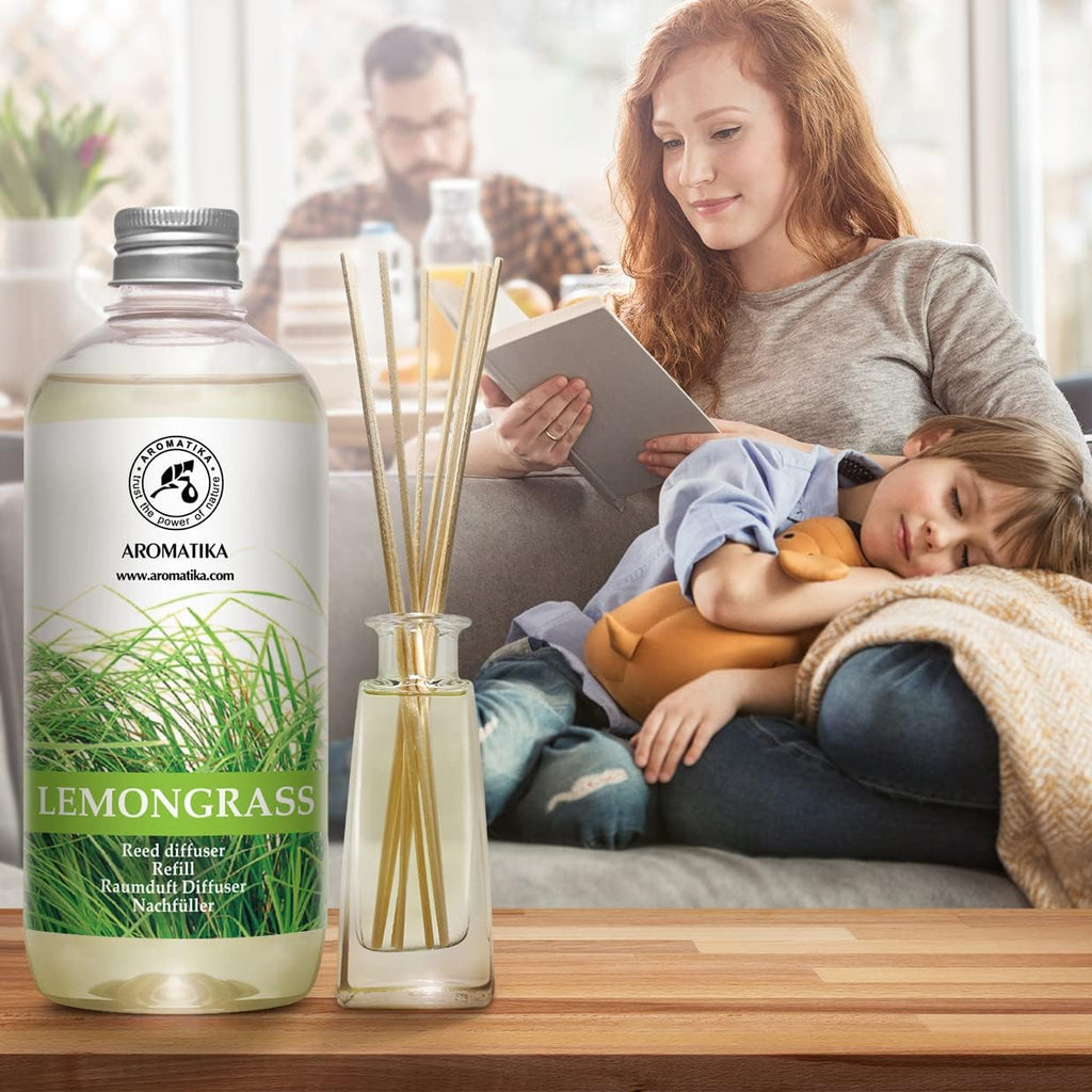 Lemongrass Reed Diffuser Refill, Natural Essential Lemongrass Oil 17 Fl Oz - Fresh & Long Lasting Fragrance - Reed - Set of 169