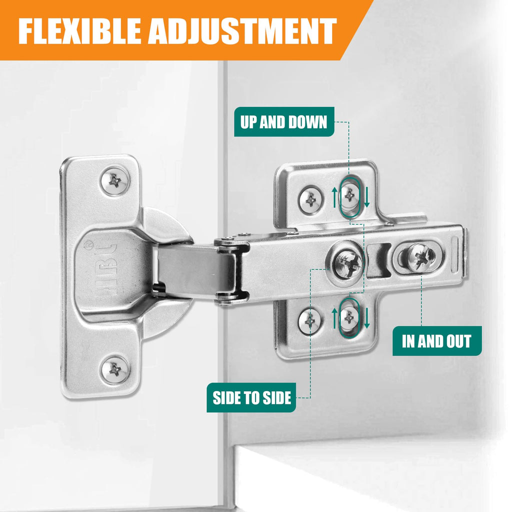 Soft Close Hinges for Frameless Cabinets, 110° Half Overlay, 10 Pack
