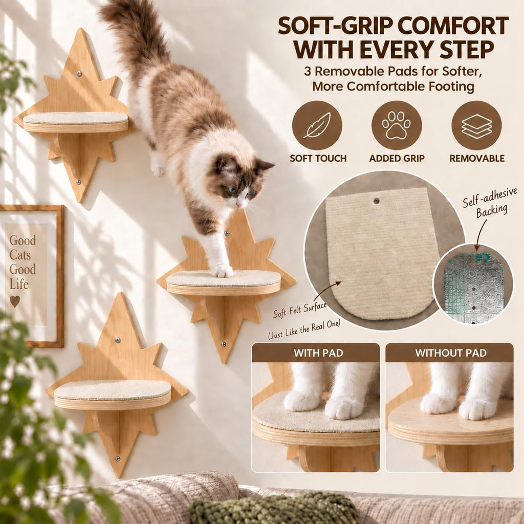 Cat Wall Shelves, Moon & Star Cat Shelves, Wooden Cat Wall Furniture