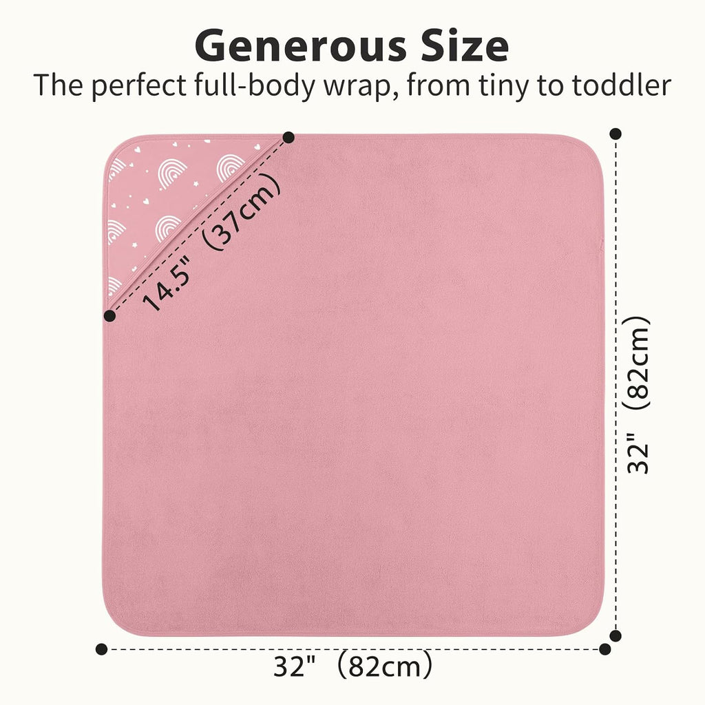 Girl Bath Towels for Newborn, 100% Cotton Hooded Baby Towels for Infant Toddler, 2 Pack Bath Towels with Hood
