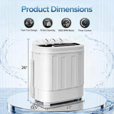 Compact Mini Twin Tub Washing Machine 13lbs Capacity Portable Washer Wash and Spin Cycle Combo, Built-in Gravity Drain