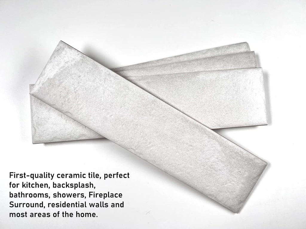 3x12 White Rustic Ceramic Wall Tile Brick Subway Texture Backsplash Bathroom Shower Fireplace Surround Accent Walls