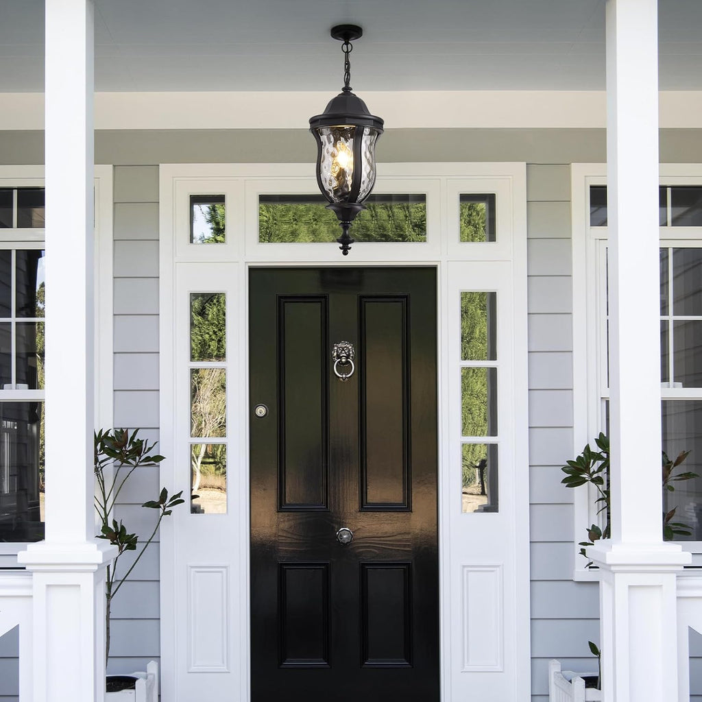 Large Outdoor Pendant Light Fixtures, 23.6'' Exterior Hanging Lantern Porch Light Adjustable