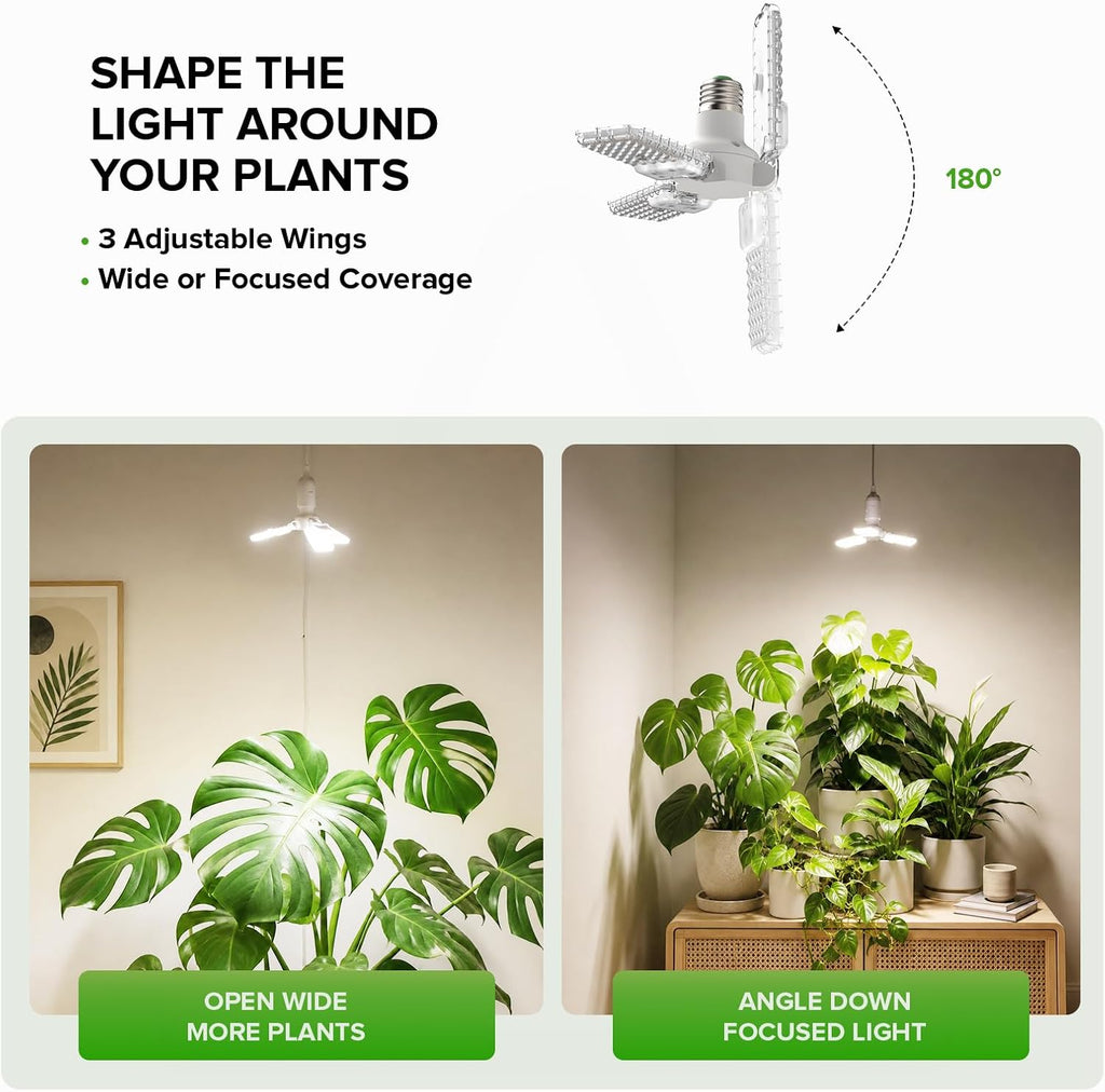 25W Grow Light for Indoor Plants, 4000K Full Spectrum E26 Bulb