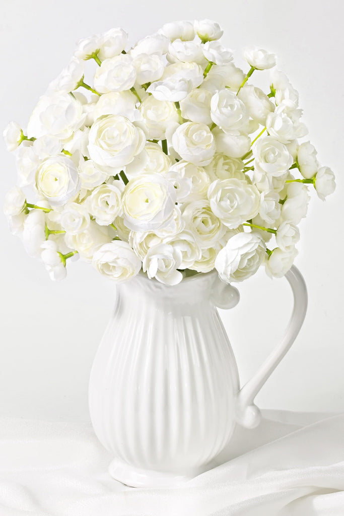 Ranunculus Artificial Flowers, 36Pcs 14In Fake Peonies Artificial Flowers, White Faux Flower for Vase Silk Flower