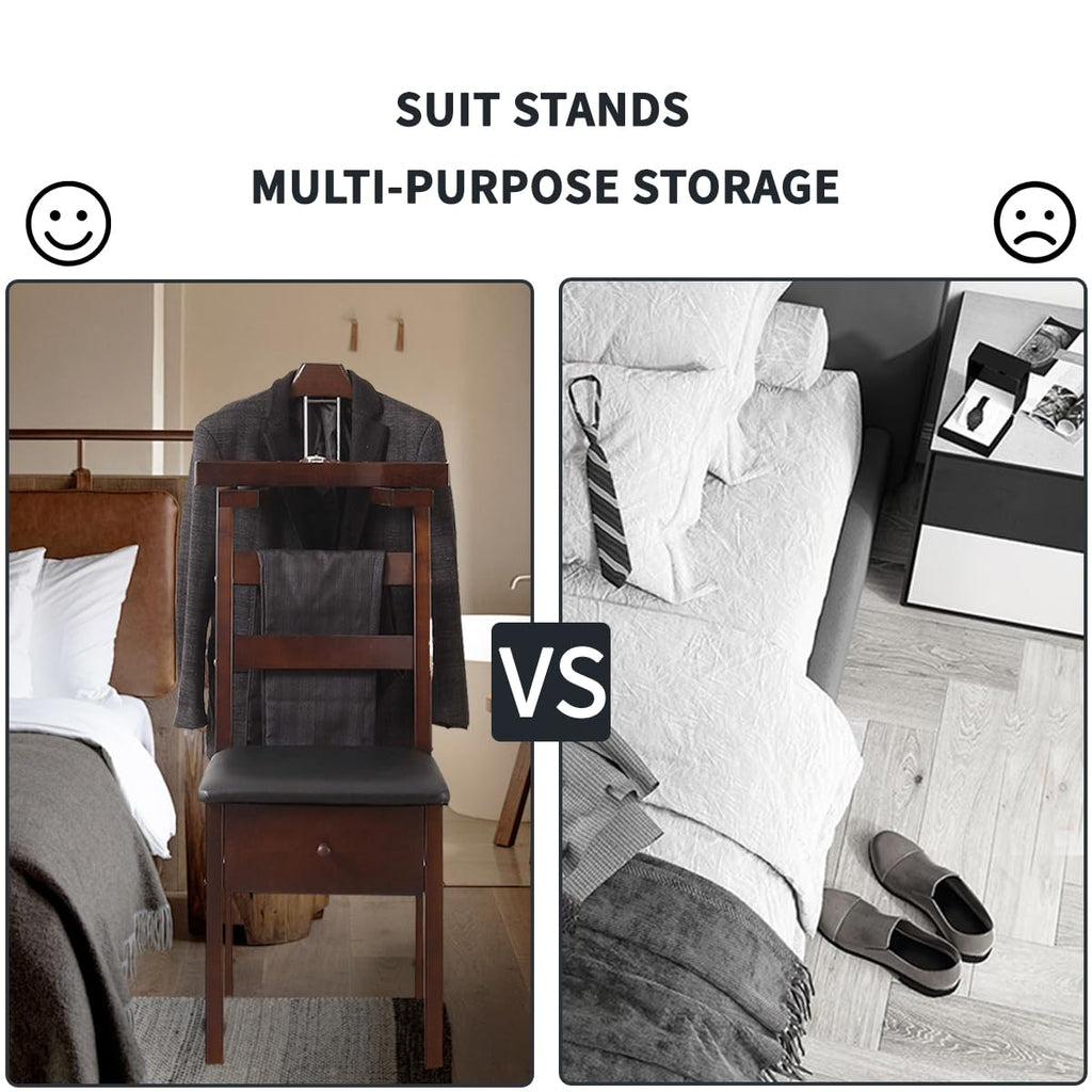 Gentleman's Valet Chairs Clothes Valets with Drawer Hanger Trouser Bar, Home & Garden Household Supplies Storage