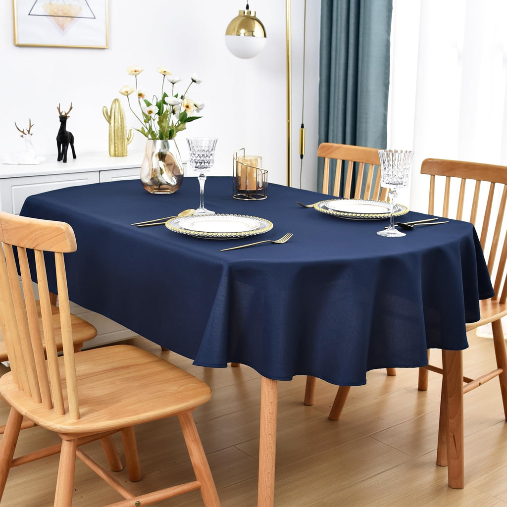Oval Tablecloth 60 x 102 in Polyester Fabric Tablecloths, Navy Blue