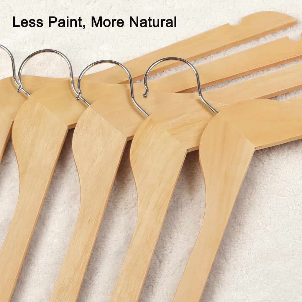 Wooden Hangers 48 Pack, 0.28-inch Slim & Durable Clothes Hangers Space Saving, Natural Wood Hanger with 360°Swivel