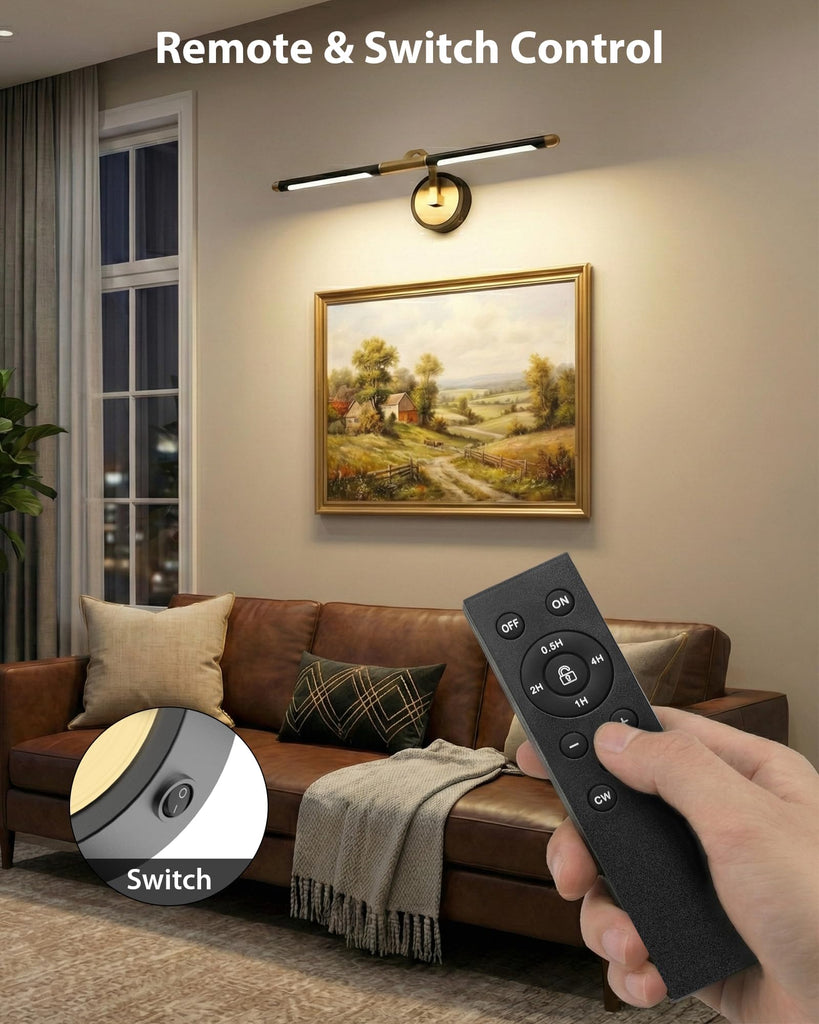 Dimmable Cordless Picture Light with Remote, Rechargeable 9000mAh Battery Wall Light for Paintings, 3CCT Dimmable