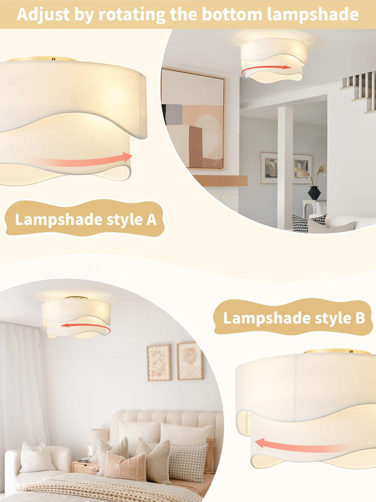 Flush Mount Ceiling Fan with Lights, 20" Low Profile Boho Ceiling Fan with Light Remote Control, Caged with 6 Speeds