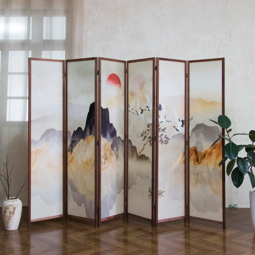 6 Panel Room Divider, 5.6 ft Tall Blackout Folding Privacy Screen - Double-Sided Freestanding Partition Wall with