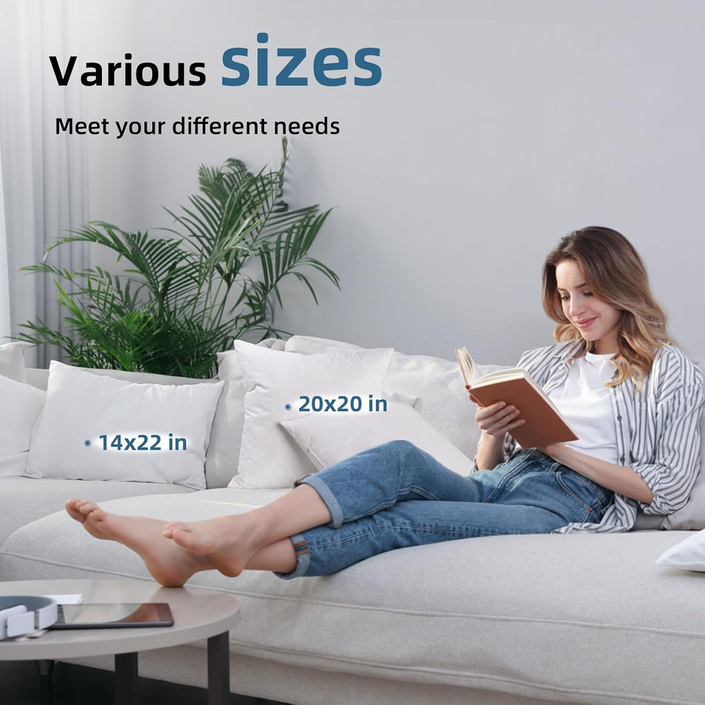 Down Feather Throw Pillow Inserts 14x22 Firm Large Lumbar Pillows for Bed Decorative Couch Soft Pillows - Set of 2