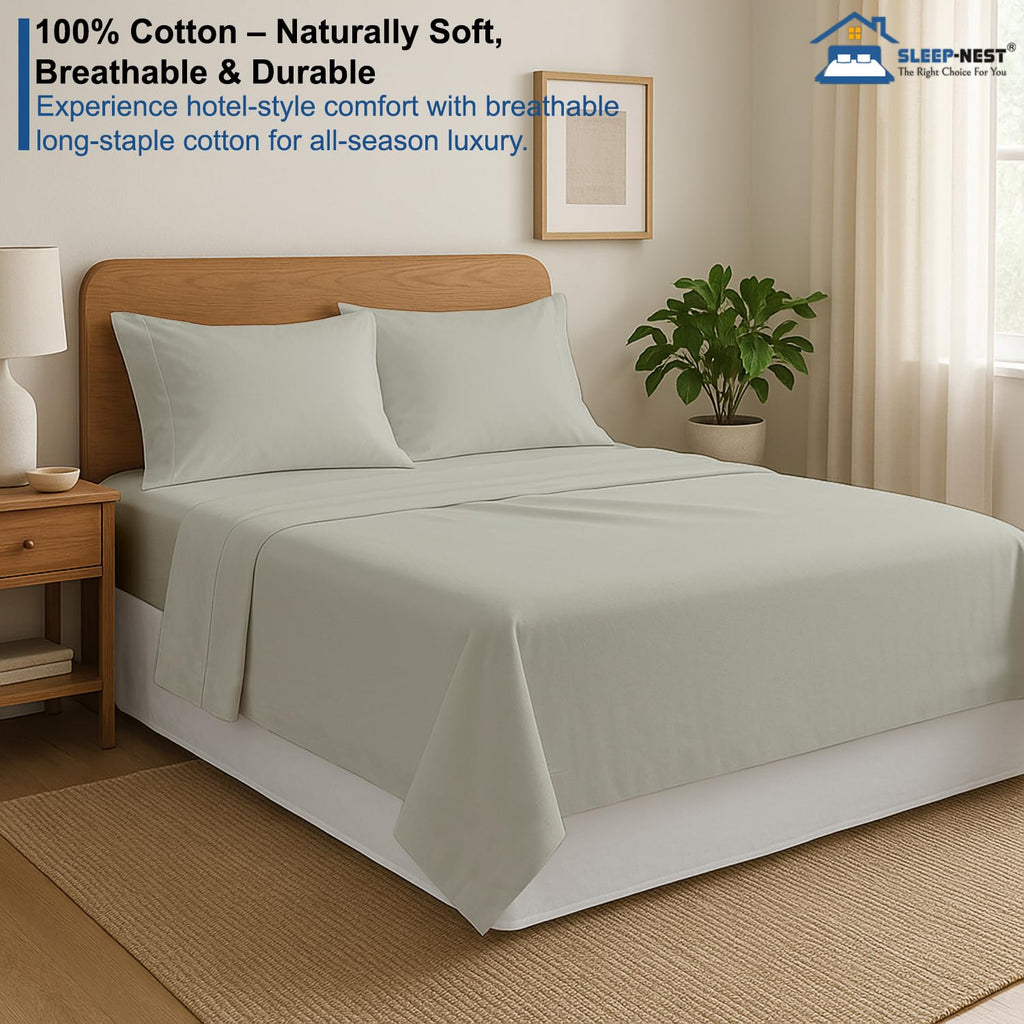 Olympic Queen Sheet Set 66" x 80", 100% Cotton - Silver Grey