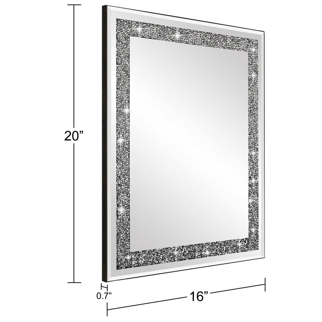Rectangular Crystal Crush Diamond Mirror for Wall Decoration 20x16 Inch