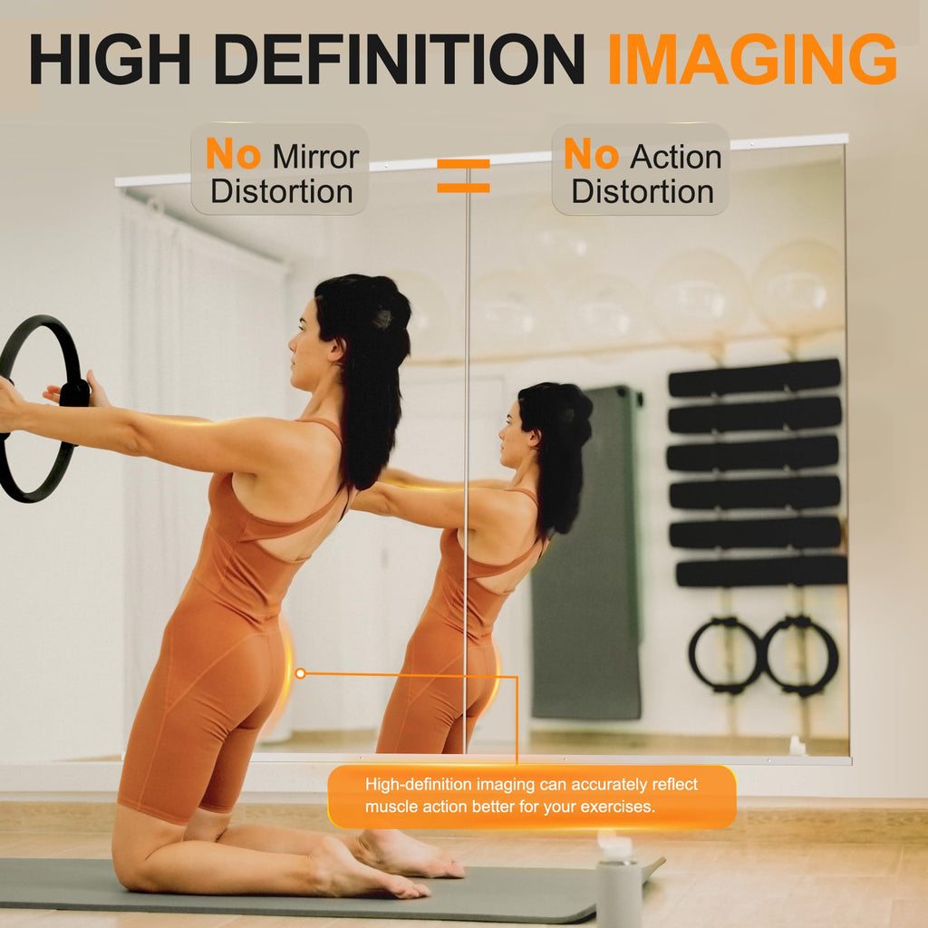 Gym Mirror,48''x24''x2PCS White,Large Full Body Tempered Glass Frameless, Wall-Mounted for Gym, Yoga, Garage