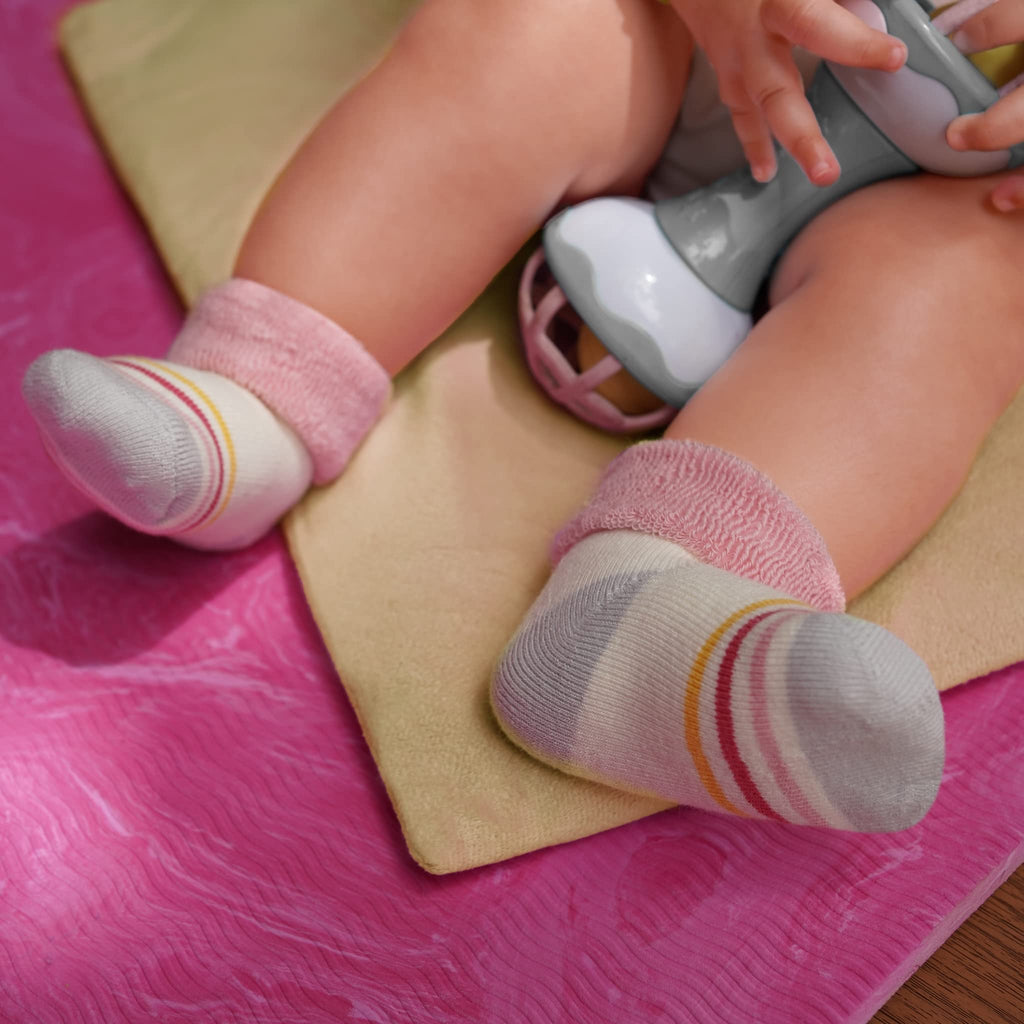 Infant Baby Socks Thick Terry Turn Cuff Socks for Baby Girls (, 12-pairs/BG22)