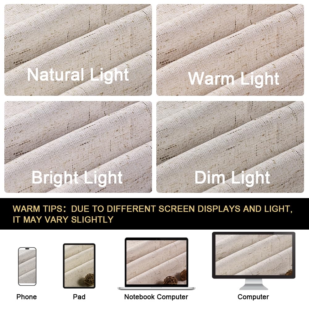 Blackout Curtains 84 Inches Long Faux Linen Look Curtains for Sliding Glass Doors Room Divider Curtain Thermal