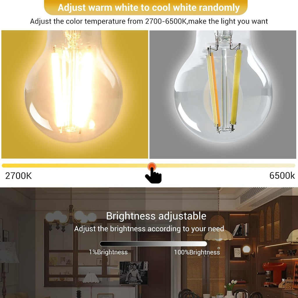 Smart Light Bulbs,Remote Control LED Light Bulb,Vintage Edison Bulbs Remote Control,800LM 6W (60W