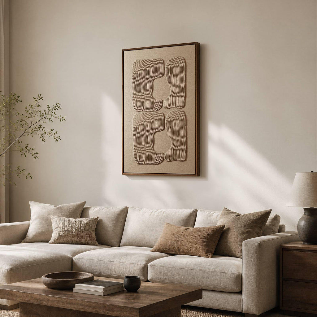 3D Textured Abstract Wall Art, 24 x 36 in, Warm Neutral