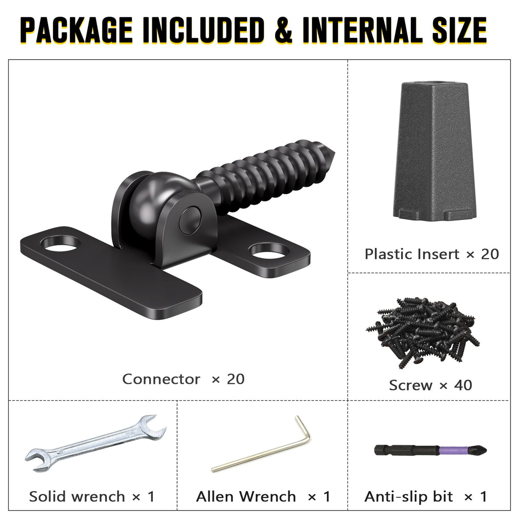 Baluster Connectors Adjustable Height and Angle Connectors for 1/2'' Square Balusters for Staircase Baluster (50Pack)