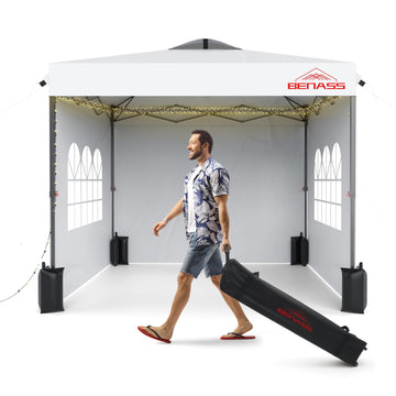 10x10 Pop Up Canopy Tent with 3 Sidewalls, White
