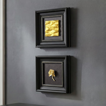 Vintage Framed Black and Gold 3D Wall Art - Set of 2
