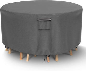Round Patio Furniture Covers, 500D Heavy Duty Waterproof UV Resistant Cover for Round Outdoor Dining Table &