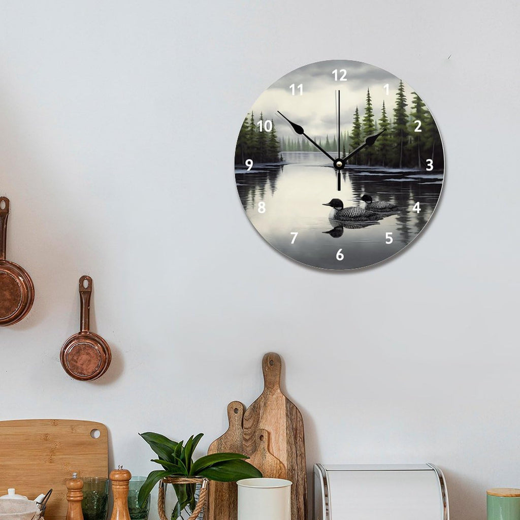 Loon Rustic Wall Clock Lake Time Wall Clocks Battery Operated
